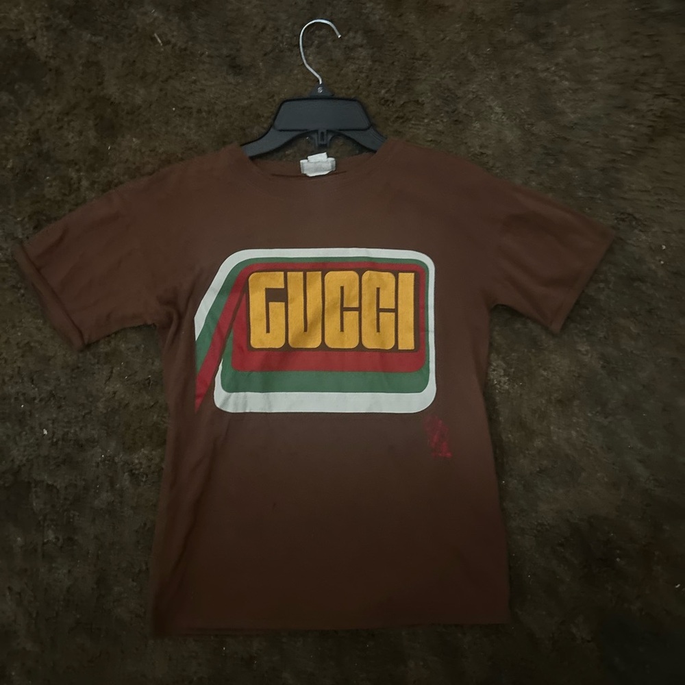 Gucci Brown Logo Tee with Retro Design
